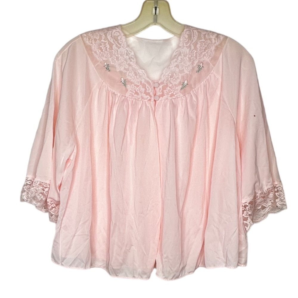 Vintage Shadow Line Pink Nylon Pajama Top‎ as is